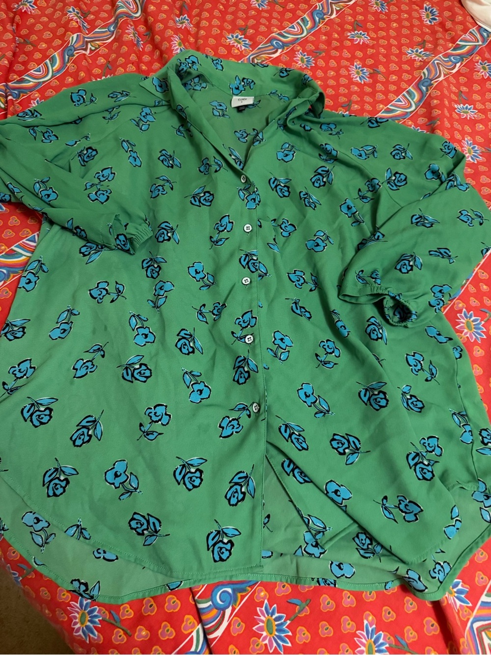 Green Floral Button-Up Shirt